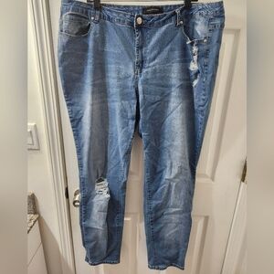 Ashley Stewart Women's Blue Distressed Jeans